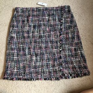 LOFT  Frayed Hem blue pink and white skirt NWT womens size 10 T $69.50